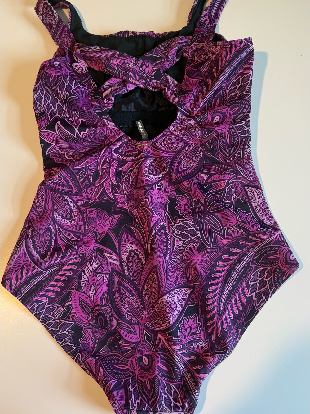 Lands' End purple paisley one piece swimsuit Size 8DDD - Picture 3 of 4
